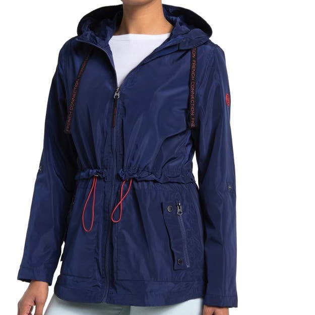 French Connection - Hooded Cinch Waist Anorak Jacket